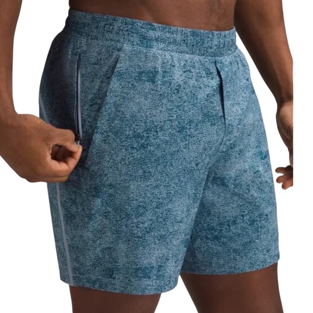 Lululemon Pace Breaker 7" Linerless Shorts Mens Large Blue Heather Reflective